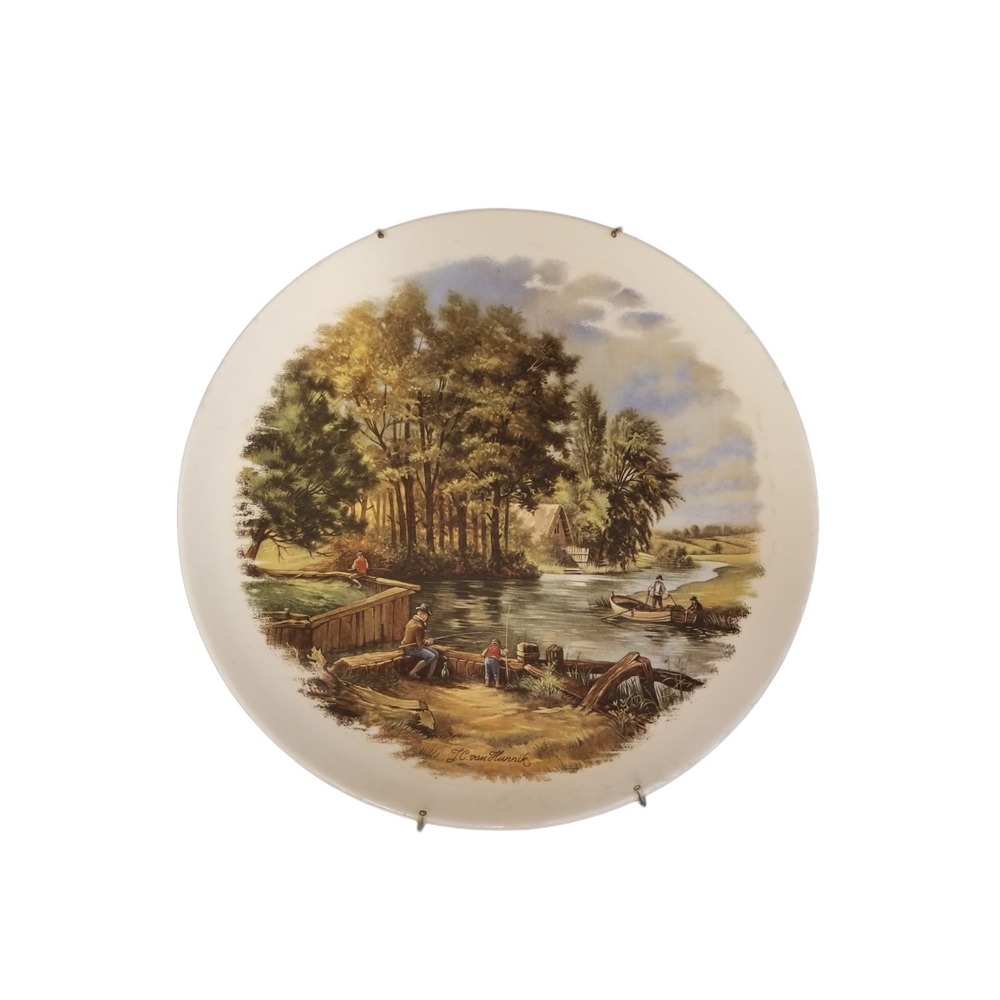 VTG Dutch J.C. Van Hunnik Porcelain Plate Landscape Pattern Wall Plate Hanger